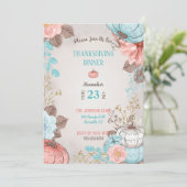 Taupe Aqua Coral Pumpkin Türkei Einladung (Stehend Vorderseite)