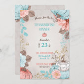 Taupe Aqua Coral Pumpkin Türkei Einladung (Vorne/Hinten)