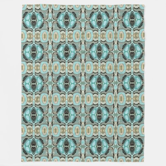 Taupe Aquamarin Aqua Turquoise Angesagte Bohemisch Fleecedecke (Vorderseite)