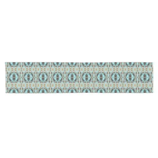 Taupe Aquamarin Aqua Turquoise Angesagte Bohemisch Kurzer Tischläufer (Horizontal)