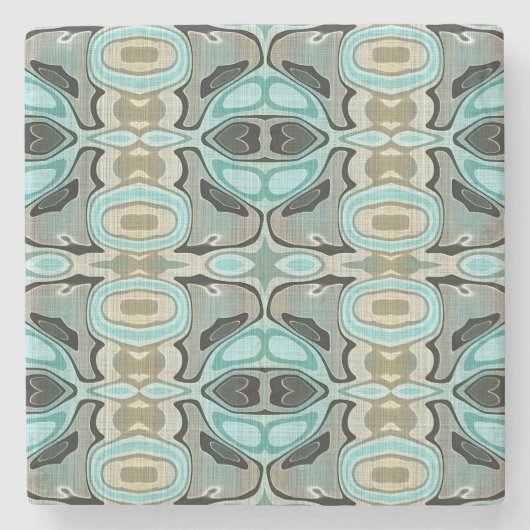 Taupe Aquamarin Aqua Turquoise Angesagte Bohemisch Steinuntersetzer (Vorderseite)