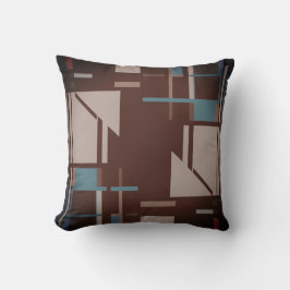 Taupe Aquamarin Blue on Brown Geometric MCM Design Kissen