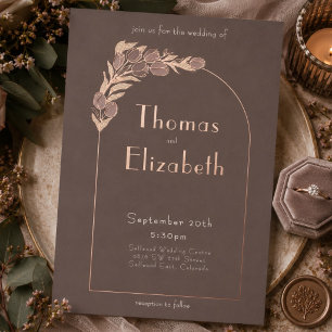 Taupe Art Nouveau Tulpen Hochzeit Rose Goldfolie Folieneinladung