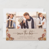 Taupe Autumn Floral Foto Save The Date (Vorderseite)