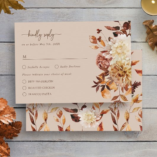 Taupe Autumn Rustic Blätter RSVP Card Karte