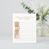 Taupe Baby Blocks Advice & Well Wishes Card (Stehend Vorderseite)