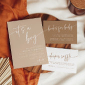 Taupe Baby Dusche Einladung Modern Sein a Boy Tan