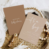 Taupe Baby Dusche Einladung Modern Sein a Boy Tan