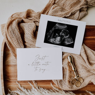 Taupe-Baby-Ultraschall-Foto-Ankündigungskarte Einladung
