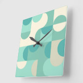 Taupe Beige Aquamarin Blue Mint Green Circles Must Quadratische Wanduhr (Winkel)
