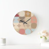 Taupe Beige Blush Pink Light Blue Retro Muster Große Wanduhr (Zuhause)