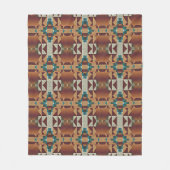 Taupe Beige Brown Aquamarin Blue Green Tribal Art Fleecedecke (Vorderseite)