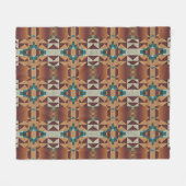 Taupe Beige Brown Aquamarin Blue Green Tribal Art Fleecedecke (Vorderseite (Horizontal))