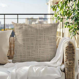 Taupe Beige Brown Imitats Jute Fabric Muster Kissen