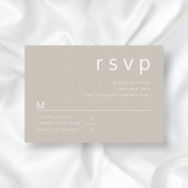 Taupe Beige Brown Minimalistische Typografie Hochz RSVP Karte
