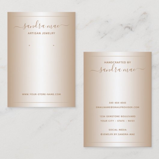 Taupe Beige Brown Ombre Juwelier Display Card Visitenkarte (Vorne/Hinten)