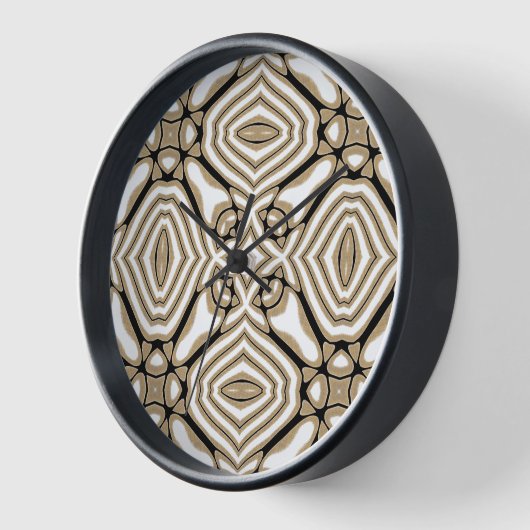 Taupe Beige Brown Schwarz-weiße Bohemische Kunst Uhr (Winkel)