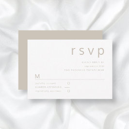 Taupe Beige Minimalistische Typografie Hochzeit RSVP Karte
