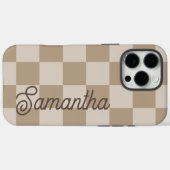 Taupe Beige Schachbretter Script Name Case-Mate iPhone Hülle (Rückseite (Horizontal))