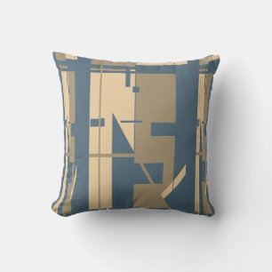 Taupe Beige Schieferblau Südwest-Kunst-Mosaik Kissen