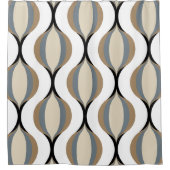 Taupe Beige Tan Gray White Ogees Waves Duschvorhang (Vorderseite)