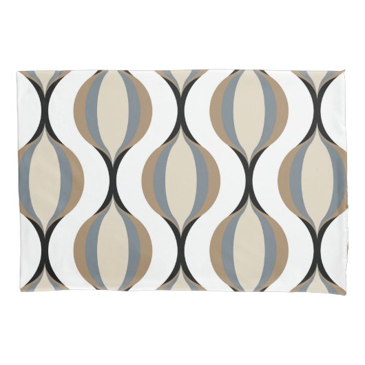 Taupe Beige Tan Gray White Ogees Waves Kissenbezug (Vorderseite-Links)