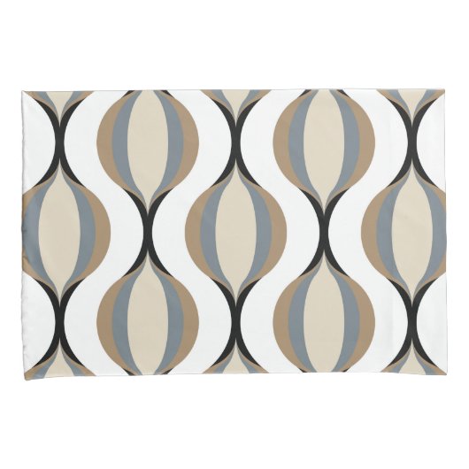 Taupe Beige Tan Gray White Ogees Waves Kissenbezug (Vorderseite-Rechts)