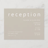 Taupe Beige Typografie Elegante Wedding Empfang Begleitkarte (Vorderseite)