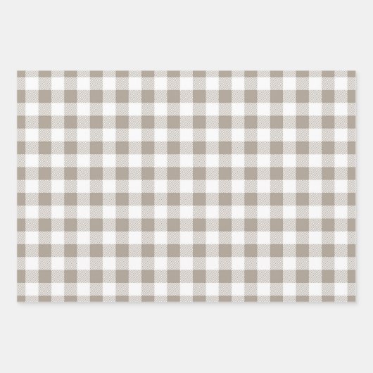 Taupe Beige Weiße Karierte Muster Geschenkpapier Set (Vorderseite 2)