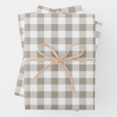 Taupe Beige Weiße Karierte Muster Geschenkpapier Set (Beispiel)