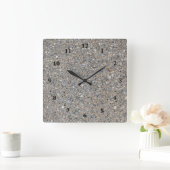 Taupe Beton Zement Blauer Aggregatweg Quadratische Wanduhr (Zuhause)