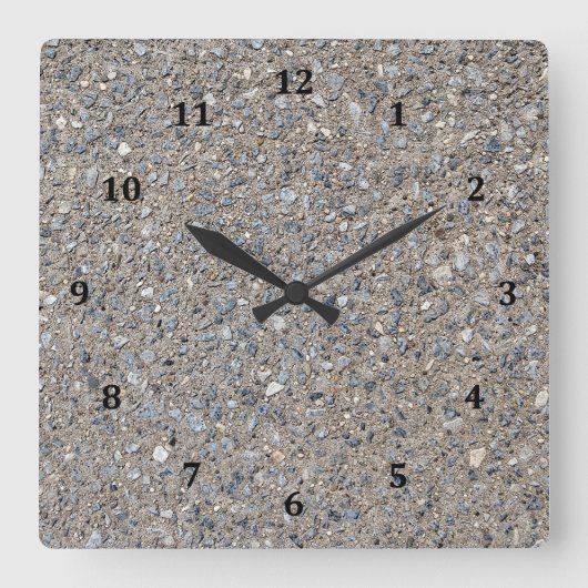 Taupe Beton Zement Blauer Aggregatweg Quadratische Wanduhr (Vorderseite)