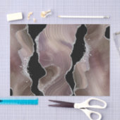 Taupe & Black Agate mit Silver Glitzer Geode Seidenpapier (Handwerk)