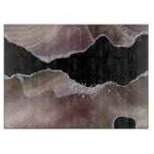 Taupe & Black Agate Silver Glitzer Landschaft Schneidebrett (Vorderseite)