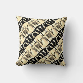 Taupe Black Beige Abstrakte kleine Fliesen Kissen