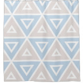 Taupe-blaues Dreieck-geometrisches Muster Duschvorhang (Vorderseite)