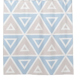 Taupe-blaues Dreieck-geometrisches Muster Duschvorhang