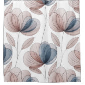 Taupe Blue Petals Duschvorhang (Vorderseite)