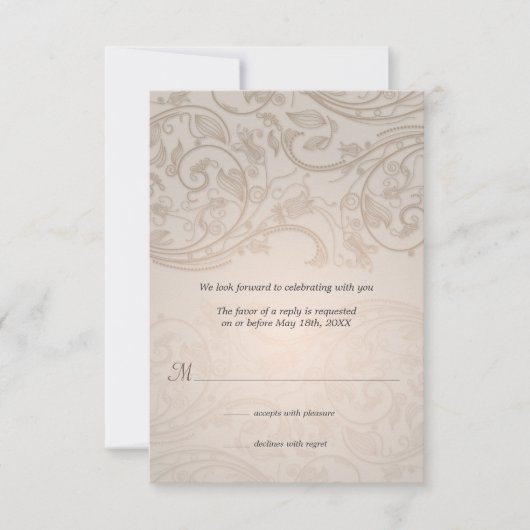Taupe Blüh Wedding Response RSVP Karte (Vorderseite)