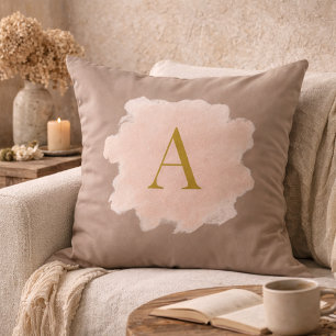 Taupe-Blush-Monogramm-Wurfkissen Kissen