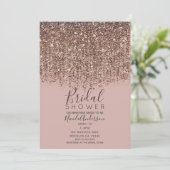 Taupe Blush Pink Bronze Gold Glitzer Brautparty Einladung (Stehend Vorderseite)
