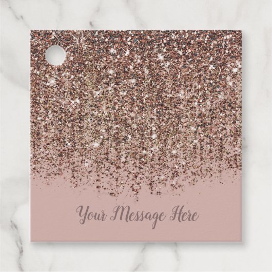 Taupe Blush Pink Rose Bronze Gold Glitzer Glam Geschenkanhänger (Vorderseite)