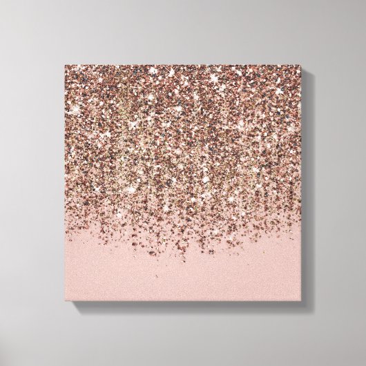 Taupe Blush Pink Rose Bronze Gold Glitzer Glam Leinwanddruck (Vorderseite)