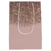 Taupe Blush Pink Rose Bronze Gold Glitzer Glam Mittlere Geschenktüte (Rückseite)
