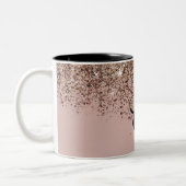 Taupe Blush Pink Rose Bronze Gold Glitzer Glam Zweifarbige Tasse (Links)