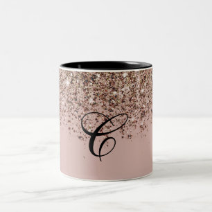 Taupe Blush Pink Rose Bronze Gold Glitzer Glam Zweifarbige Tasse