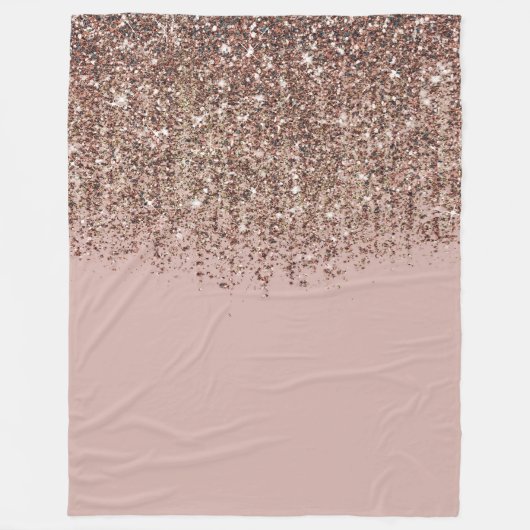 Taupe Blush Pink Rose Gold Bronze Glitzer Cascade Fleecedecke (Vorderseite)