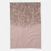 Taupe Blush Pink Rose Gold Bronze Glitzer Cascade Geschirrtuch (Vertikal)