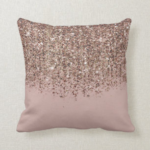 Taupe Blush Pink Rose Gold Bronze Glitzer Cascade Kissen