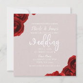Taupe Blush Red Watercolor Rose Moderne Hochzeit Einladung (Vorderseite)